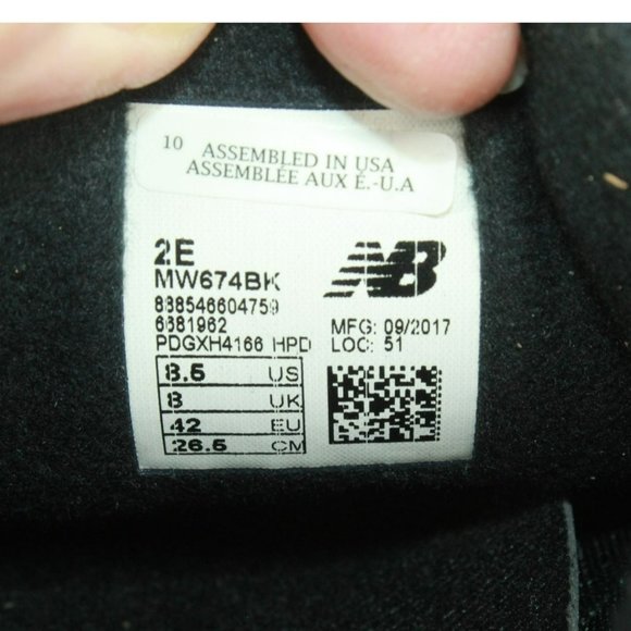 New Balance 674 Black Leather Lace Up Low Top Walking Sneaker Shoes Size 8.5 EE - Picture 6 of 10